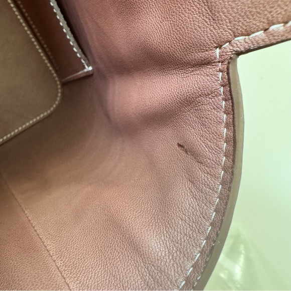 LEATHER INSIDE & OUT | Gold Brown Toolbox Bag Convertible Top Handle Satchel - Picture 10 of 13